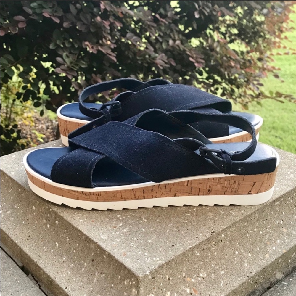 Marc Fisher Navy Blue Suede Platform Sandals